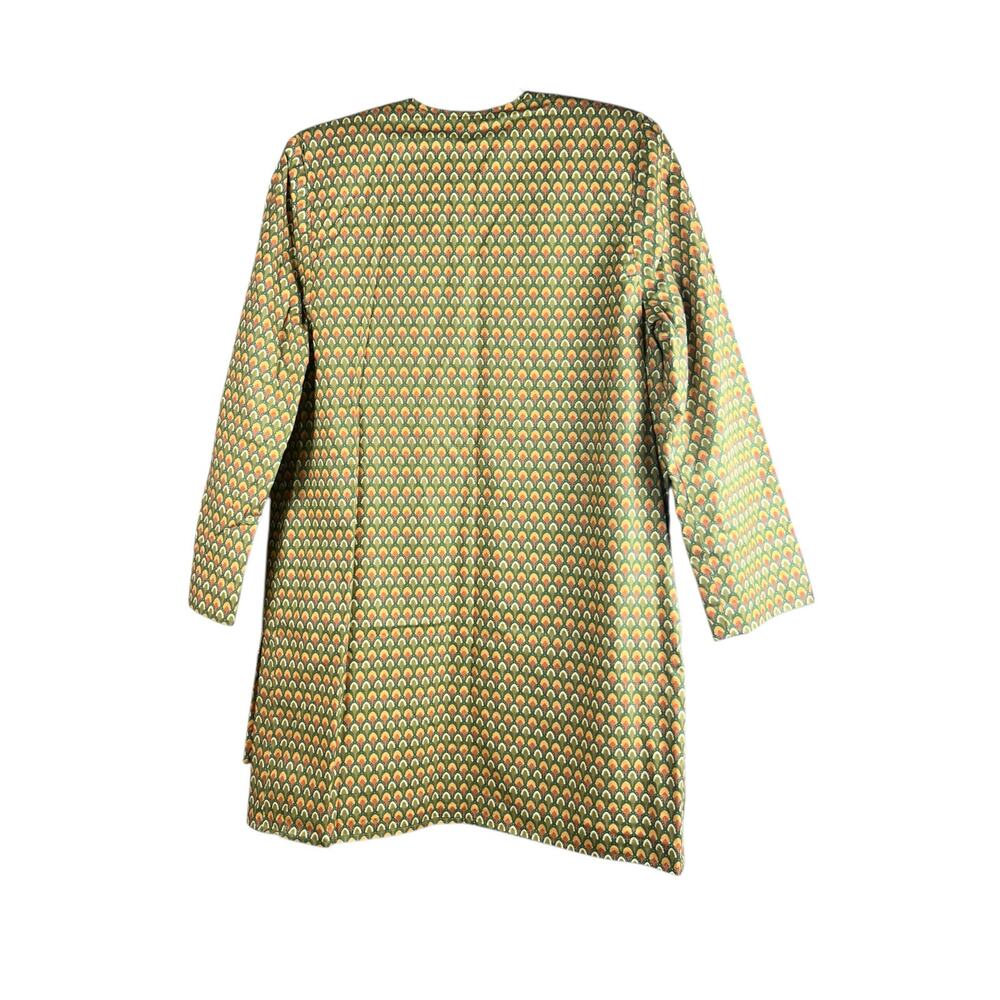 Vintage Geometric Scallop Print Open Front Artwear Coat Jacket Gallery Core - Picture 3 of 7